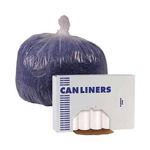 Boardwalk High Density Industrial Can Liners Coreless Rolls, 33 gal, 16 mic, 33" x 40", Natural, Perforated, 25 Bags/Roll, 10 Rolls/CT (RH3340S)