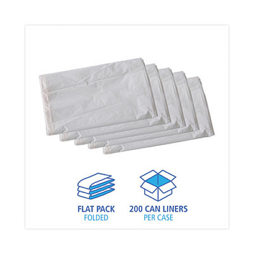Boardwalk Linear Low Density Industrial Can Liners, 30 gal, 0.7 mil, 30" x 36", White, Flat Pack, 200/Carton (VW3036X)