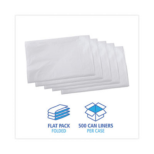 Boardwalk Linear Low Density Industrial Can Liners, 16 gal, 0.5 mil, 24" x 32", White, Flat Pack, 500/Carton (W2432X)