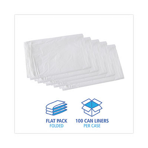 Boardwalk Linear Low Density Industrial Can Liners, 30 gal, 0.9 mil, 30" x 36", White, Flat Pack, 100/Carton (W3036X)