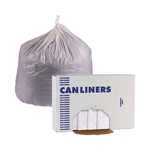 Boardwalk Linear Low Density Industrial Can Liners, 30 gal, 0.9 mil, 30" x 36", White, Flat Pack, 100/Carton (W3036X)