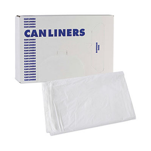Boardwalk Linear Low Density Industrial Can Liners, 30 gal, 0.9 mil, 30" x 36", White, Flat Pack, 100/Carton (W3036X)