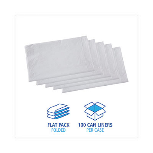 Boardwalk Linear Low Density Industrial Can Liners, 33 gal, 0.9 mil, 33" x 39", White, Flat Pack, 100/Carton (W3339X)
