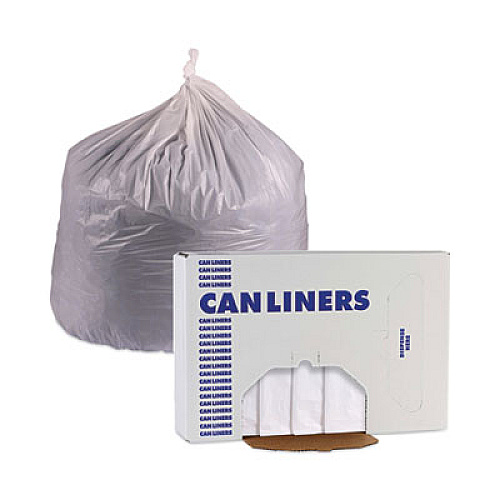 Boardwalk Linear Low Density Industrial Can Liners, 60 gal, 0.9 mil, 38" x 58", White, Flat Pack, 100/Carton (W3858X)