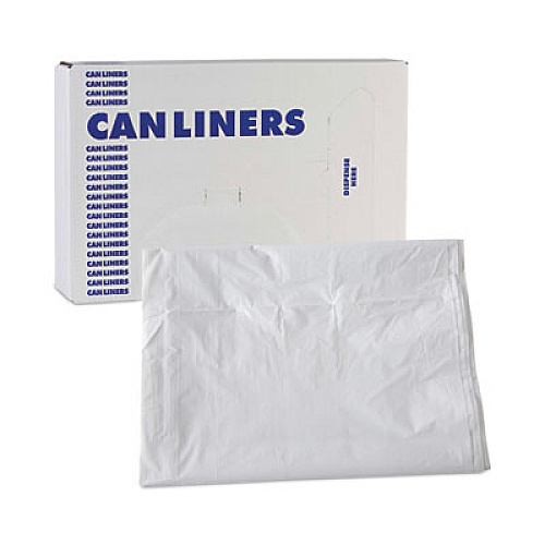 Boardwalk Linear Low Density Industrial Can Liners, 60 gal, 0.9 mil, 38" x 58", White, Flat Pack, 100/Carton (W3858X)