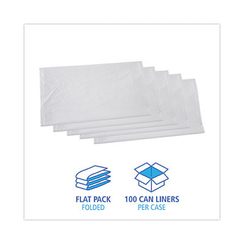 Boardwalk Linear Low Density Industrial Can Liners, 45 gal, 0.9 mil, 40" x 46", White, Flat Pack, 100/Carton (W4046X)