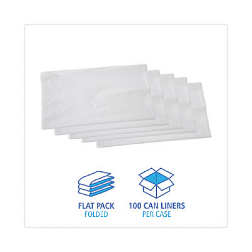 Boardwalk Linear Low Density Industrial Can Liners, 56 gal, 0.9 mil, 43" x 47", White, Flat Pack, 100/Carton (W4347X)