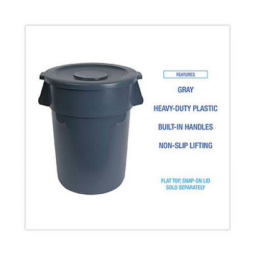 Boardwalk Round Waste Receptacle, 32 gal, Linear-Low-Density Polyethylene, Gray (32GLWRGRA)