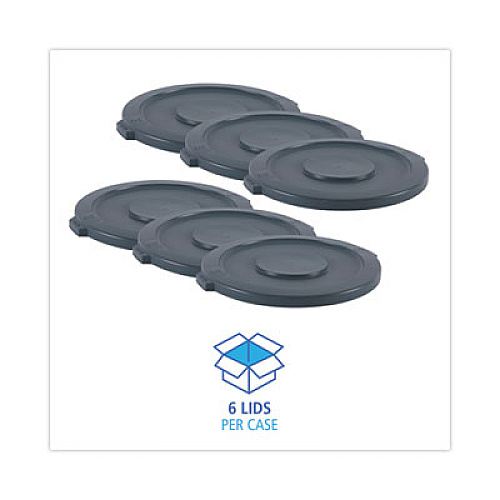 Boardwalk Lids for 32 gal Waste Receptacle, Flat-Top, Round, Plastic, Gray (32GLWRLIDG)