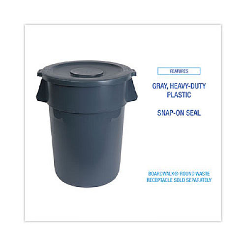 Boardwalk Lids for 32 gal Waste Receptacle, Flat-Top, Round, Plastic, Gray (32GLWRLIDG)