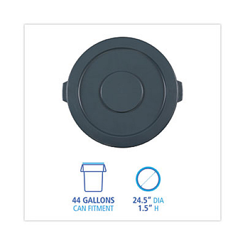Boardwalk Lids for 44 gal Waste Receptacles, Flat-Top, Round, Plastic Gray (44GLWRLIDGRA)