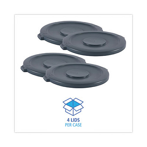 Boardwalk Lids for 44 gal Waste Receptacles, Flat-Top, Round, Plastic Gray (44GLWRLIDGRA)