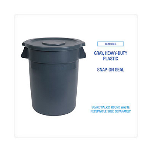 Boardwalk Lids for 44 gal Waste Receptacles, Flat-Top, Round, Plastic Gray (44GLWRLIDGRA)
