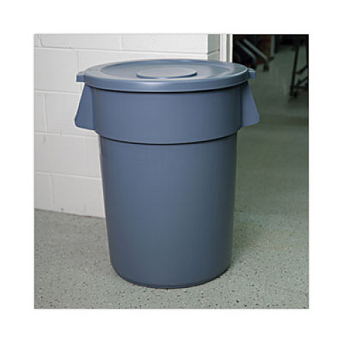 Boardwalk Lids for 44 gal Waste Receptacles, Flat-Top, Round, Plastic Gray (44GLWRLIDGRA)