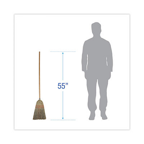 Boardwalk Parlor Broom, Corn Fiber Bristles, 55" Overall Length, Natural, 12/Carton (926CCT)