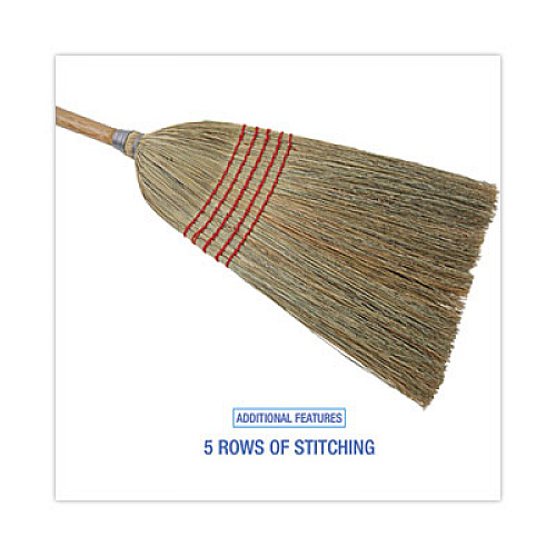 Boardwalk Parlor Broom, Corn Fiber Bristles, 55" Overall Length, Natural, 12/Carton (926CCT)