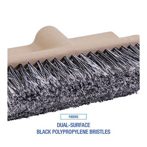 Boardwalk Dual-Surface Vehicle Brush, Black Polypropylene Bristles, 10" Brush, Brown Plastic Handle (8420)