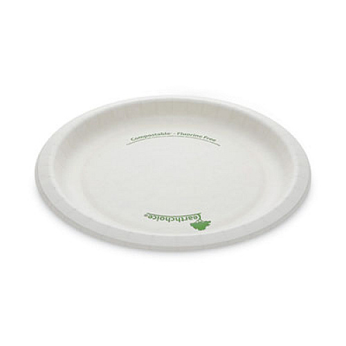 Pactiv Evergreen EarthChoice Pressware Compostable Dinnerware, Plate, Paper, 9" dia, White, 450/Carton (PSP09EC)