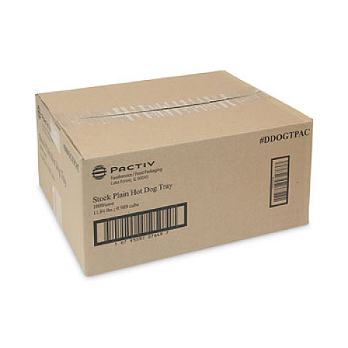 Pactiv Evergreen Paperboard Boat Basket, Hot Dog Tray with Perforations, 7 x 1.75 x 1.4, White, Paper, 1,000/Carton (DDOGTPAC)