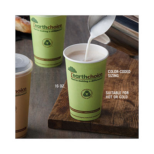 Pactiv Evergreen EarthChoice Compostable Paper Cup, 16 oz, Green, 1,000/Carton (DPHC16EC)
