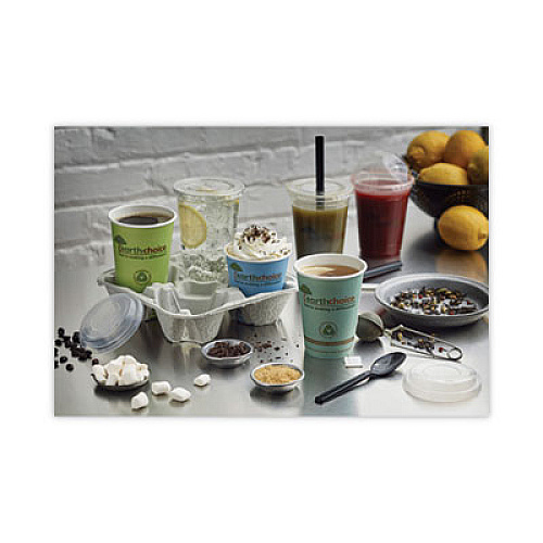 Pactiv Evergreen EarthChoice Carry-Safe Beverage Carrier, 8 oz to 32 oz, Four Cups + Food Tray, Natural, 300/Carton (M510032)