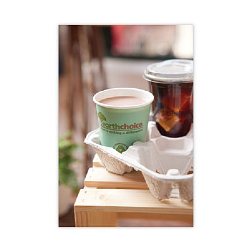 Pactiv Evergreen EarthChoice Carry-Safe Beverage Carrier, 8 oz to 32 oz, Four Cups + Food Tray, Natural, 300/Carton (M510032)