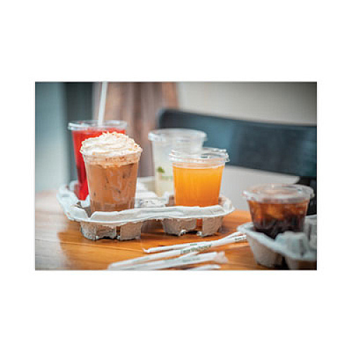 Pactiv Evergreen EarthChoice Carry-Safe Beverage Carrier, 8 oz to 46 oz, Four Cups, Natural, 132/Carton (M5135040001)