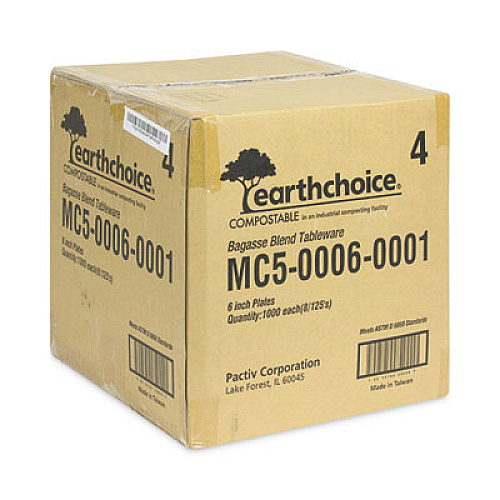 Pactiv Evergreen EarthChoice Compostable Fiber-Blend Bagasse Dinnerware, Plate, Sugarcane, 6" dia, Natural, 1,000/Carton (MC500060001)