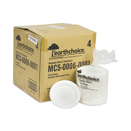 Pactiv Evergreen EarthChoice Compostable Fiber-Blend Bagasse Dinnerware, Plate, Sugarcane, 6" dia, Natural, 1,000/Carton (MC500060001)