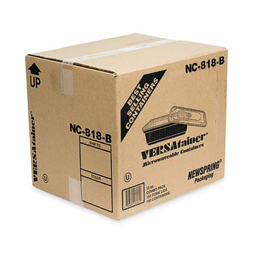 Pactiv Evergreen Newspring VERSAtainer Microwavable Containers, 12 oz, 5.8 x 4.6 x 2.3, Black/Clear, Plastic, 150/Carton (NC818B)