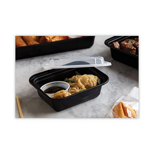 Pactiv Evergreen Newspring VERSAtainer Microwavable Containers, 12 oz, 5.8 x 4.6 x 2.3, Black/Clear, Plastic, 150/Carton (NC818B)