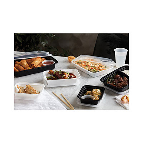Pactiv Evergreen Newspring VERSAtainer Microwavable Containers, 12 oz, 5.8 x 4.6 x 2.3, Black/Clear, Plastic, 150/Carton (NC818B)