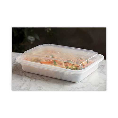 Pactiv Evergreen Newspring VERSAtainer Microwavable Containers, 24 oz, 7.4 x 5 x 2.5, White/Clear, Plastic, 150/Carton (NC838)