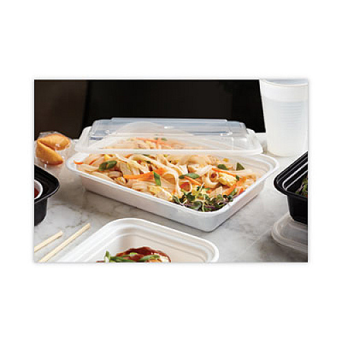 Pactiv Evergreen Newspring VERSAtainer Microwavable Containers, 24 oz, 7.4 x 5 x 2.5, White/Clear, Plastic, 150/Carton (NC838)
