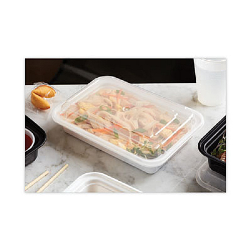 Pactiv Evergreen Newspring VERSAtainer Microwavable Containers, 24 oz, 7.4 x 5 x 2.5, White/Clear, Plastic, 150/Carton (NC838)
