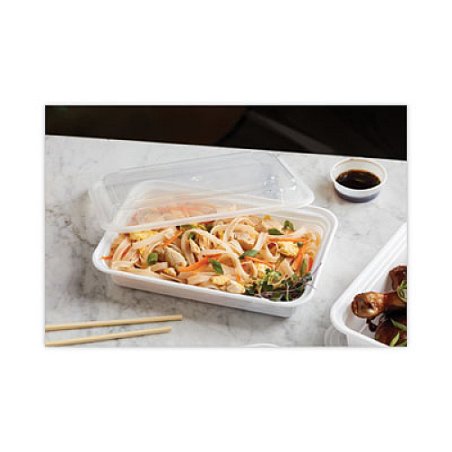 Pactiv Evergreen Newspring VERSAtainer Microwavable Containers, 24 oz, 7.4 x 5 x 2.5, White/Clear, Plastic, 150/Carton (NC838)