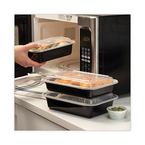 Pactiv Evergreen Newspring VERSAtainer Microwavable Containers, 24 oz, 7.4 x 5 x 2.5, Black/Clear, Plastic, 150/Carton (NC838B)