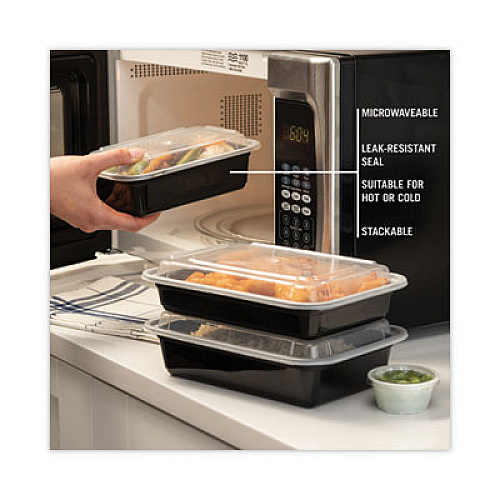 Pactiv Evergreen Newspring VERSAtainer Microwavable Containers, 24 oz, 7.4 x 5 x 2.5, Black/Clear, Plastic, 150/Carton (NC838B)
