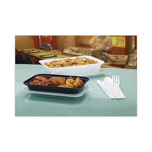 Pactiv Evergreen Newspring VERSAtainer Microwavable Containers, Base/Lid Combo, 8.8 x 6 x 2.5, White/Clear, Plastic, 150/Carton (NC888)