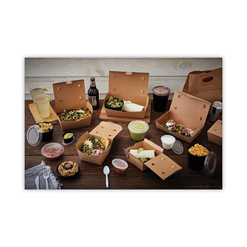 Pactiv Evergreen EarthChoice OneBox Paper Box, 37 oz, 4.5 x 4.5 x 2.5, Brown, 312/Carton (NOB01KEC)