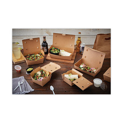 Pactiv Evergreen EarthChoice OneBox Paper Box, 55 oz, 9 x 4.9 x 2, Brown, 100/Carton (NOB02KEC)
