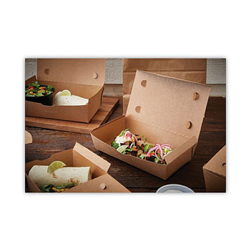 Pactiv Evergreen EarthChoice OneBox Paper Box, 77 oz, 9 x 4.9 x 2.8, Brown, 162/Carton (NOB04SKEC)