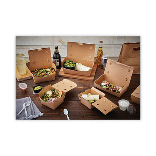 Pactiv Evergreen EarthChoice OneBox Paper Box, 77 oz, 9 x 4.9 x 2.8, Brown, 162/Carton (NOB04SKEC)