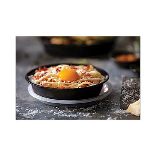 Pactiv Evergreen EarthChoice Versa2Go Microwaveable Container, 30 oz, 6.8 x 6.8 x 2.2, Black/Clear, Plastic, 150/Carton (NV2GRN307B)