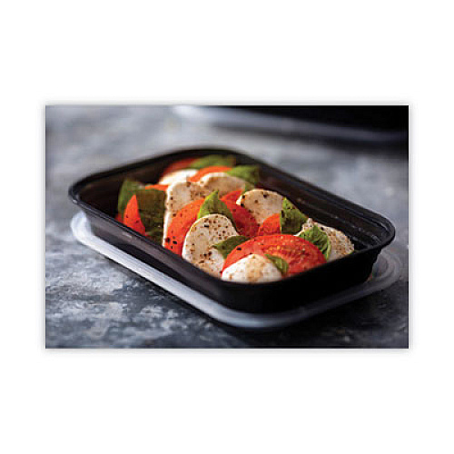 Pactiv Evergreen EarthChoice Versa2Go Microwaveable Container, 27 oz, 8.4 x 5.6 x 1.4, Black/Clear, Plastic, 150/Carton (NV2GRT2786B)