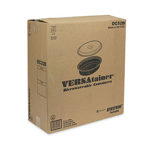 Pactiv Evergreen Newspring VERSAtainer Microwavable Containers, Oval, 32 oz, 9.1 x 6.7 x 1.9, Black/Clear, Plastic, 150/Carton (OC32B)