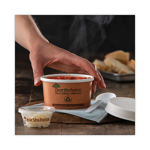 Pactiv Evergreen EarthChoice Compostable Soup Cup, Small, 8 oz, 3 .8 x 3.3 x 2.1, Brown, Paper, 500/Carton (PHSC8ECDI)
