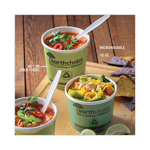 Pactiv Evergreen EarthChoice Compostable Soup Cup Large, 16 oz, 3.63" Diameter x 3.88" h, Green, Paper, 500/Carton (PHSC16ECDI)