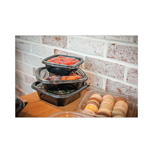 Pactiv Evergreen EarthChoice Square Recycled Bowl, 24 oz, 7 x 7 x 1.52, Black, Plastic, 300/Carton (SAB0724)