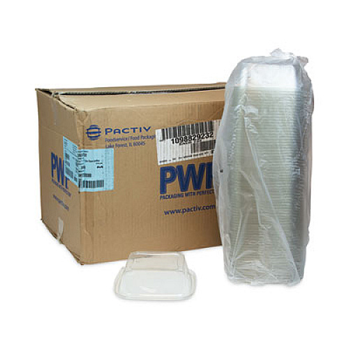 Pactiv Evergreen EarthChoice Square Recycled Bowl, 32 oz, 7 x 7 x 2, Clear, Plastic, 300/Carton (SAC0732)